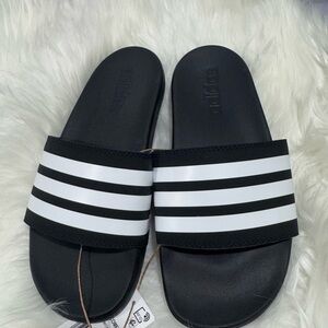 adidas Black and White Slide Slippers
